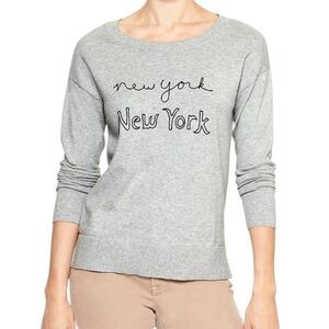 GAP Factory Gray New York Cotton Knit Sweater Large Preppy Coastal